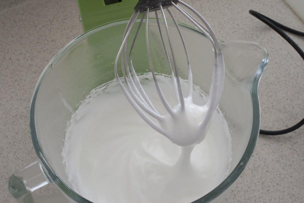 Whip meringue to firm peaks
