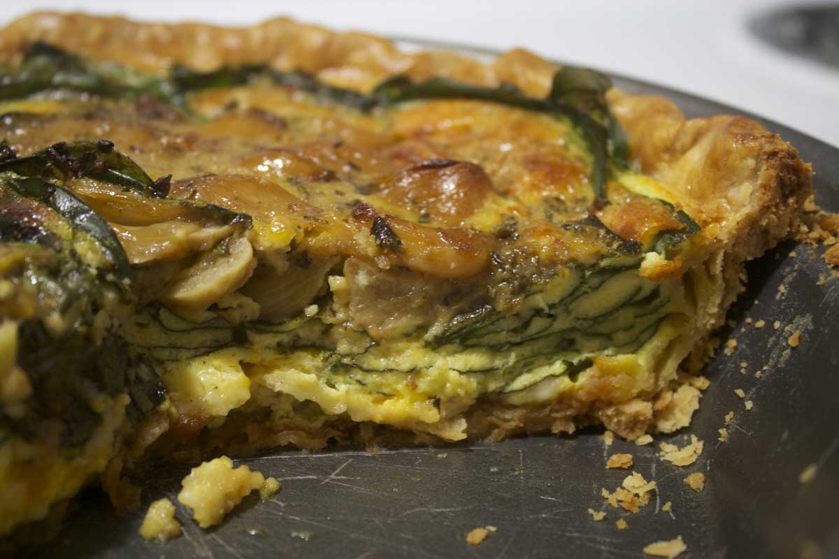 Carmelized Garlic, Spinach, Cheddar Quiche
